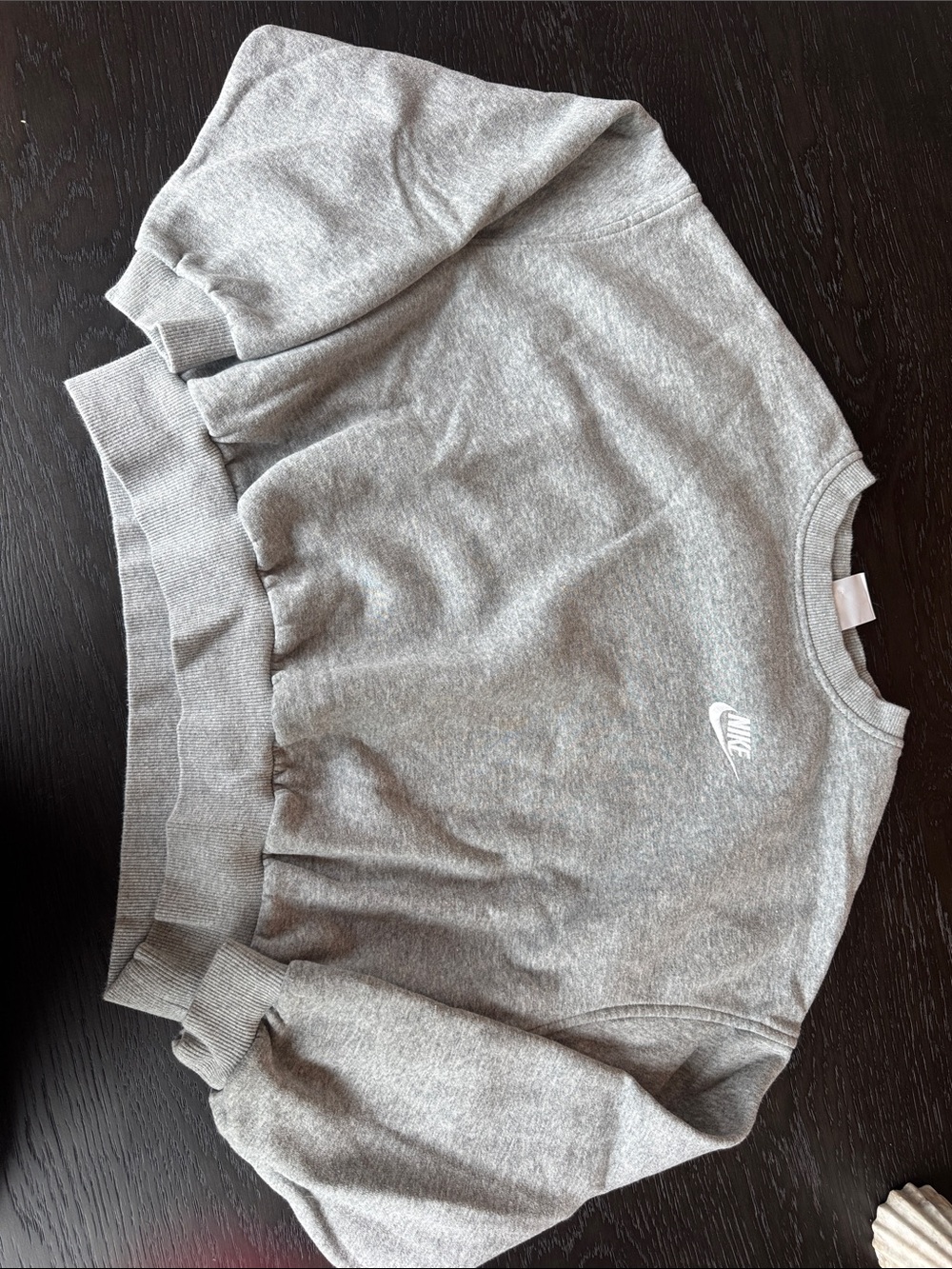 Nike Kids Gray Cropped Crew Sweatshirt with White Logo